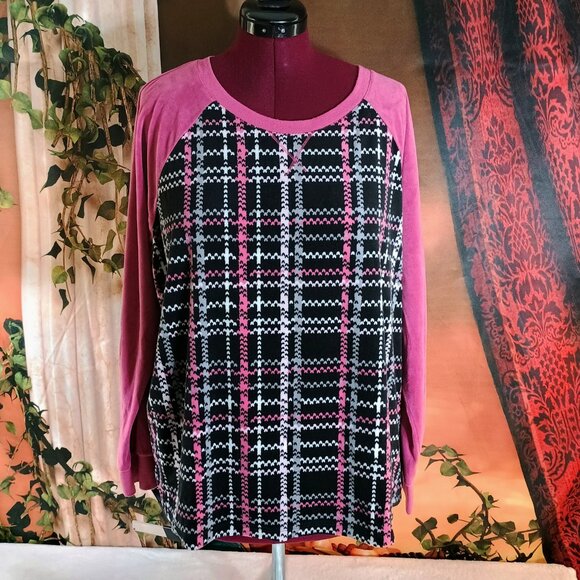 Secret Treasures Sz 3X Pink & Black Plaid Pajama Lounge Set - Picture 3 of 6